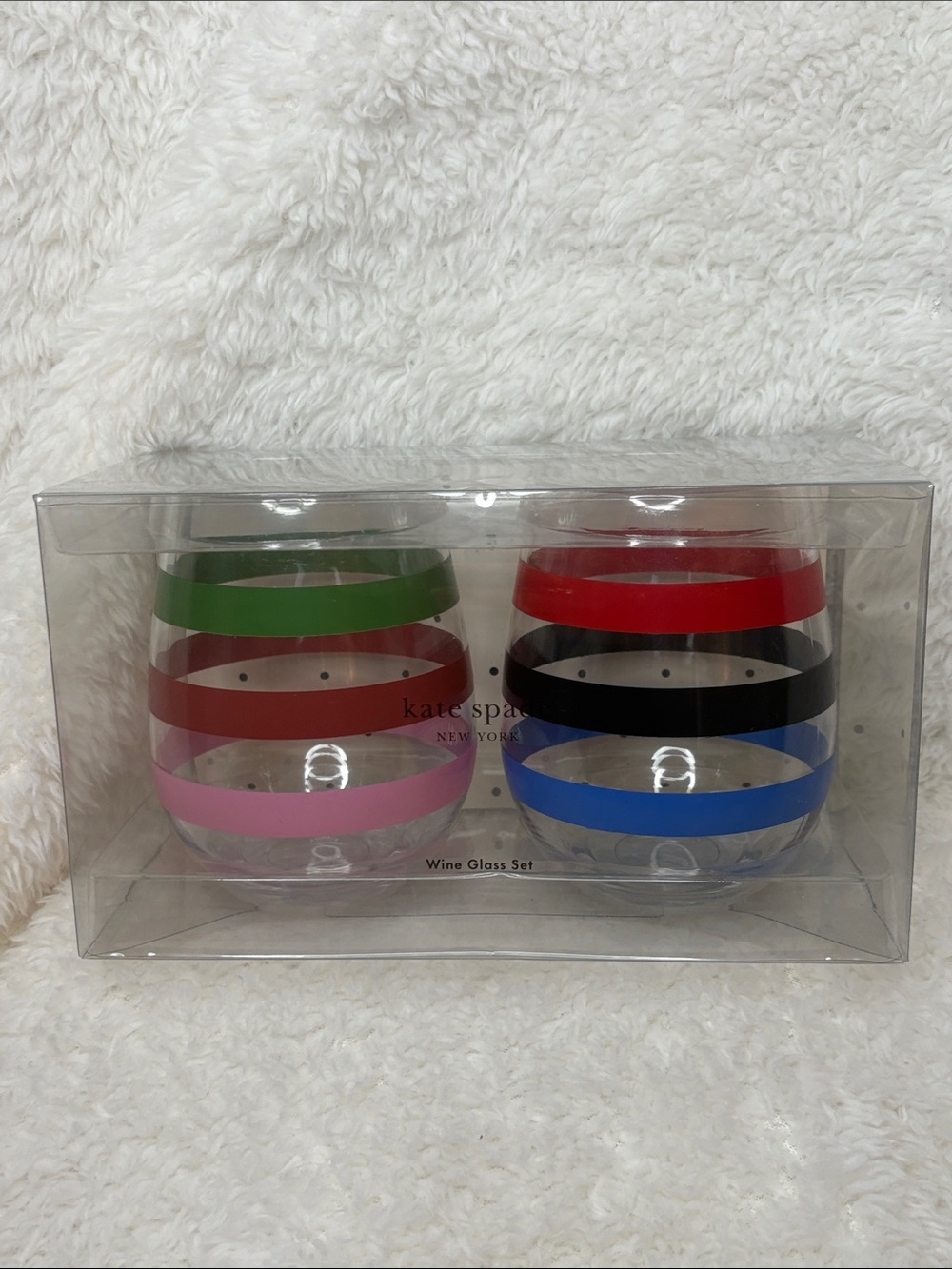 kate spade Colorful Striped Stemless Wine Glasses